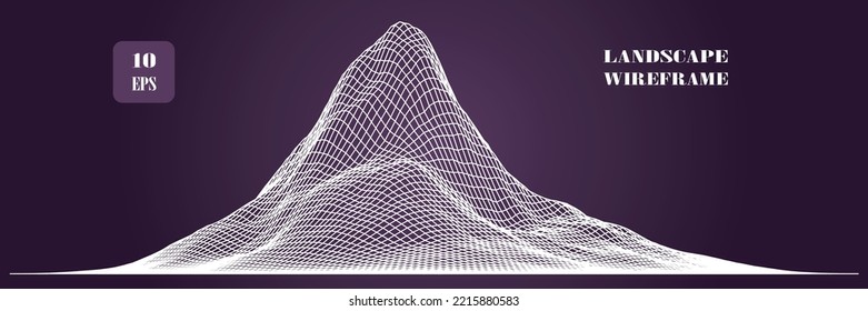 white wire landscape on purple background