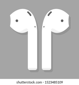 White wireless headphones, gray background.