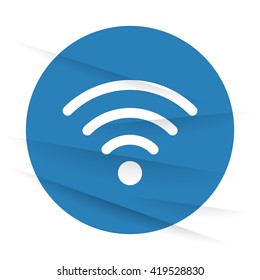 White Wireless icon label on wrinkled paper