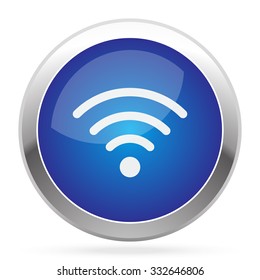 White Wireless icon on blue web app button