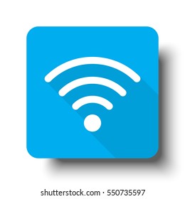 White Wireless icon on blue web button