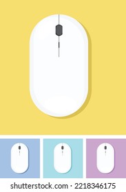 Ratón inalámbrico blanco en varios fondos de colores