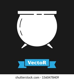 White Witch cauldron icon isolated on black background. Happy Saint Patricks day.  Vector Illustration