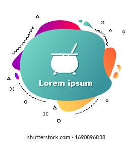 White Witch cauldron icon isolated on white background. Happy Halloween party. Abstract banner with liquid shapes. Vector Illustration