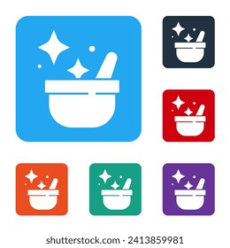 White Witch cauldron icon isolated on white background. Happy Halloween party. Set icons in color square buttons. Vector