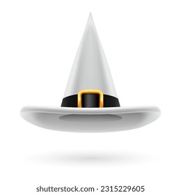 White witch hat with golden buckle and hatband
