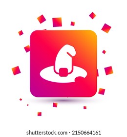 White Witch hat icon isolated on white background. Happy Halloween party. Square color button. Vector