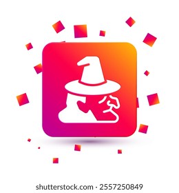 White Witch icon isolated on white background. Happy Halloween party. Square color button. Vector