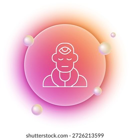 Ícone de warlock do assistente branco isolado no fundo branco. Fundo de círculo gradiente laranja e rosa. Vetor