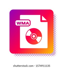 White WMA file document. Download wma button icon isolated on white background. WMA file symbol. Wma music format sign. Square color button. Vector Illustration