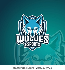 White wolf esport logo design vector