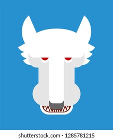 White Wolf face isolated. Snow Predator beast muzzle head vector illustration
