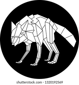 White wolf geometric lines on black background. vector design element illustration