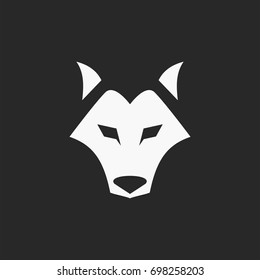 white wolf head logo template