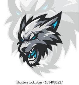 White Wolf Head Vector Illustration for Esports Team or Group