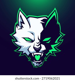 white wolf Mascot Logo emblem for esport team
