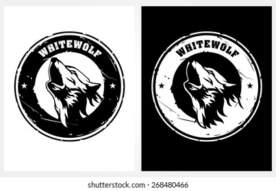 White Wolf Vector Logo Illustration. Silhouette of wolf.