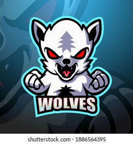 White wolves mascot esport logo design