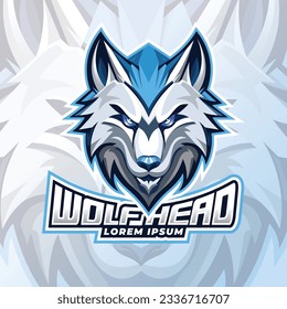 White wolves mascot esport logo design, Wolf head mascot logo design illustration, Dog mascot, Fox.