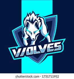 White wolves mascot esport vector logo design