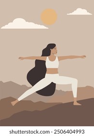 White woman doing yoga outside poster
