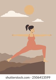 White woman doing yoga outside poster