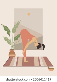 White woman dping yoga poster