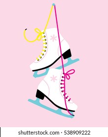 White woman figure Ice skates. vector illustration