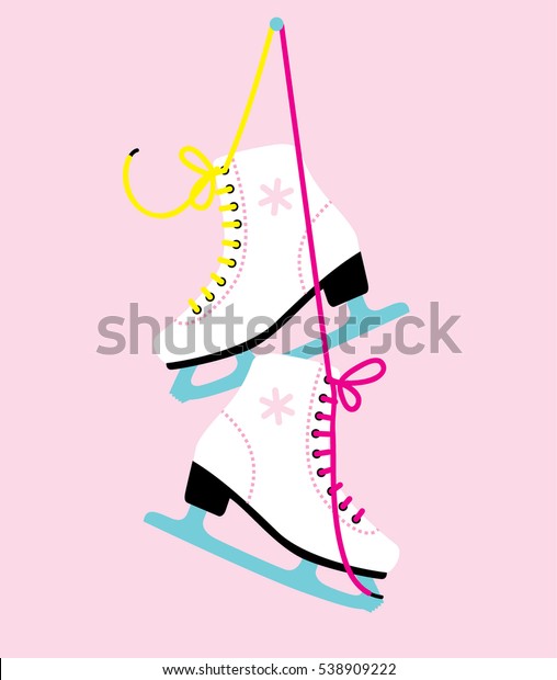 White woman\
figure Ice skates. vector\
illustration