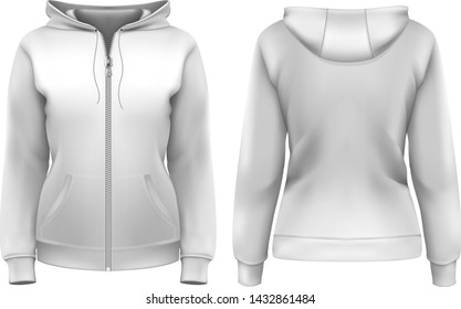 White Woman Hoodie Mockup Vector 