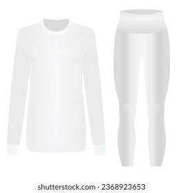 White woman o neck t shirt and leggings. vector