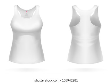 White WOMAN SINGLET. VECTOR illustration, painted with love to details. More clothing designs in my portfolio!