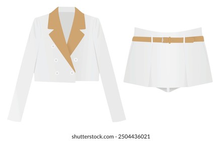White woman suit and shorts. vector illustration