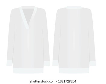 White woman v neck jumper. vector