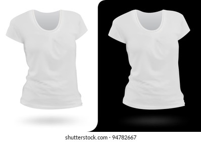 White women T-shirt template. Photo-realistic mesh design.