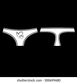 white women's panties. vector. front and back