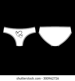white women's panties. vector. front and back