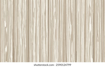 White wood background texture template. Beige and white wood texture background. Natural wood planks wall. Trendy interior striped wooden elements. Vector illustration.