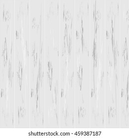 White wood texture background, old worn boards. Vector illustration