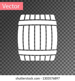 White Wooden barrel icon isolated on transparent background. Vector Illustration