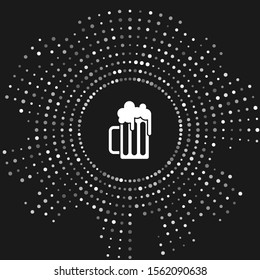 White Wooden beer mug icon isolated on grey background. Abstract circle random dots. Vector Illustration