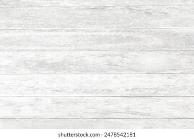 White wooden board background. Old white natural wood background. Vintage wooden plank with horizontal stripes. Vector