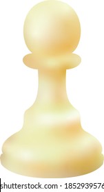 White wooden chess figure pawn isolated on white background. Chess piece Pawn. Realistic vector illustration 3d