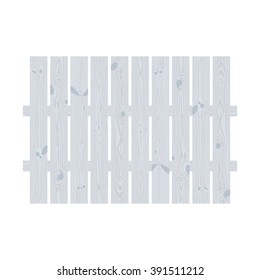 White wooden decorative cottage garden fence made of rectangular planks