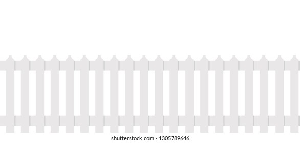 White wooden fence isolated on white background