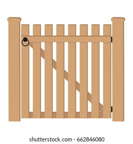 white wooden gate. vector illustration