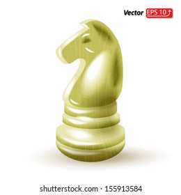 white wooden knight , chess piece , chess icon, chess figure , isolated on white background vector