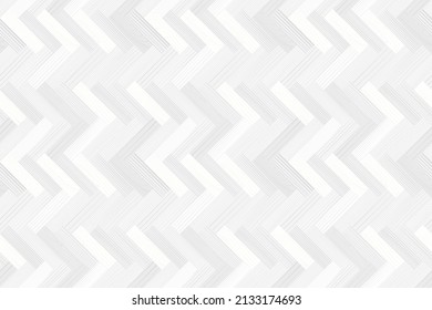 White wooden parquet, seamless herringbone pattern. Hardwood gray zigzag laminate floor. Wood grain texture. Timber interior. Oak, walnut, pine or maple nature materials. Realistic vector illustration