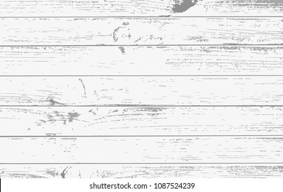 White wooden planks, table floor surface. Wooden board texture. Vector illustration.