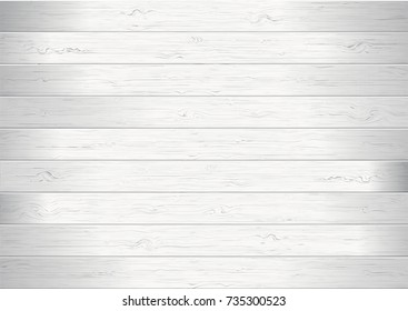 White wooden planks texture background vector illustration